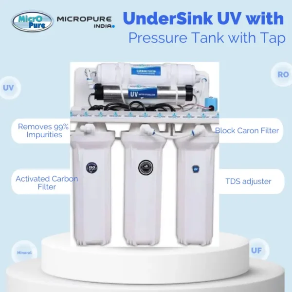 Under sink UV Water Filter with Pressure Tank & Tap